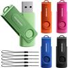 MOVE SPEED Chiavetta USB da 8 GB, 5 pezzi, USB 2.0, girevole a 360°, unità USB A, mini chiavette USB per PC, laptop, tablet, auto, TV, con 5 cordoncini, 5 colori