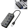 FinalCool Hub USB Multipresa a 4 Porte con Interruttore Separato e Spie LED USB Sdoppiatore Multi Porta con Cavo da 30 cm, per PC, Laptop, Mouse Della Tastiera
