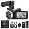 ZIMOCE Videocamera 4K 48MP con Visione Notturna IR, Zoom Digitale 18X 3.0'' Rotazione 270° Touchscreen Vlogging Camera per YouTube, Camcorder con Telecomando, Microfono, Scheda TF da 32 GB, 2 Batterie