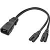 MEIRIYFA Cavo di alimentazione IEC 320 C14 a Dual C7 splitter, IEC320 C14 maschio a doppia C7 femmina per monitor, stampanti, scanner, ecc. (nero, 30 cm)