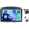 Hikity [8 Core 4G+64G] Hikity Car Radio per Peugeot 308 308SW 408 2007-2015 Wireless Carplay Android Auto Android Autoradio 9 Pollici Stereo Auto con GPS 32EQ WIFI Bluetooth SWC MIC Telecamera Posteriore