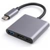 SIVITE adattatore usb c hdmi 3 in 1 4K 60Hz, USB 3.0, PD 60W, grigio