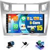 GOHHDL Android 15, 6G+128G 8Core GOHHDL Autoradio Android 2 Din per Toyota Yaris/Vizi 2005-2011, Schermo da 9 Pollici con Carplay Android Auto Bluetooth GPS Navi WiFi FM/RDS SWC Retrocamer&MIC