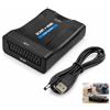 Rqkagf Convertitore SCART a HDMI 1080P, Adattatore SCART a HDMI 720P/1080P con convertitore audio video analogico digitale plug & play per DVD decoder console a HDTV Monitor proiettore