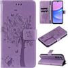 Zicgxin Cover per Galaxy A16/A17/A18/A26, Custodia a Libro Portafoglio Antiurto | similpelle, motivo retrò gatto e fiori in rilievo, chiusura magnetica, slot carte, supporto, antigraffi