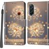 PHINIENLAND Cover per Samsung Galaxy A37 / A36 custodia portafoglio Dente di leone | 3 scomparti carte, 1 tasca banconote, Chiusura magnetica, Supporto, Pelle PU flip cover per Samsung Galaxy A36