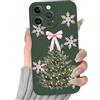 Phoona Natale Verde Cover per iPhone 13 Mini 5.4,Cellulare Silicone Custodia telefono Aesthetic Motivo Disegno Protezione Fotocamera Antiurto AntiGraffio Christmas Case Ragazze,Albero