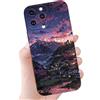 Yimctoie Nero Cover per Samsung Galaxy S22 5G 6.1, Morbida TPU Custodia con Aesthetic Motivo Montagna di neve Disegni Antiurto Bumper in Silicone Protettivo Case,Nero