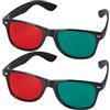 BeVistoso Occhiali 3D, 2 Pezzi Occhiali Per La Visualizzazione 3D Con Cornice Nera Rosso Verde, Per Anaglifi Dimensionali TV Film DVD Gioco Allenamento Ambliopia