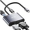 ICZI Adattatore USB C a HDMI VGA, 4 in 1 Multiporta Adattatore 4K HDMI 1080P VGA, Adattatore USB C con 5 Gbps USB 3.0 Porta dati, 100W PD, per iPhone 15 Pro/Max MacBook Pro/Air 2023 iPad Pro etc