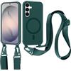 Jrkvniv Cover per Samsung Galaxy S26 Plus con Cordino, Custodia con Regolabile Laccio Collana Tracolla, Ultra Sottile Silicone Antiurto AntiGraffio Protettiva Case per Samsung Galaxy S26 Plus, Verde
