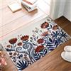 GDJSMIN Zerbino Ingresso Interno 40 X 60 Cm Fiori Foglie Tappeto Lavabile Antiscivolo Fiori Da Giardino Sottile Zerbino Per Porta Di Casa Cucina Ufficio,Blu Scuro