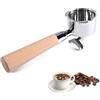 YuLiMirich Portafiltro doppio beccuccio 51 mm, portafiltro 51 mm per DeLonghi Dedica EC680 EC685 & Smeg, portafiltro in acciaio inox con manico ergonomico in legno di alta qualità, design a 3 orecchie