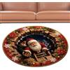 Generic Christmas Area Rugs 80 cm Optical Illusion - Tappeto Babbo Natale | Tappetino rotondo natalizio per soggiorno, camera da letto, sala da pranzo, riunione di famiglia, festa di vacanza