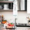 TESLA HB510BWS - Frullatore a immersione (600 W, materiale in acciaio inossidabile, 4 numeri di velocità, 2 coltelli, custodia in silicone, schiacciapatate) Blu-bianco