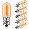 Hcnew T16 E12 Mini Lampadina LED 1W Bianco Caldo 2200K Vetro Ambrato Vintage Edison Lampadine A Filamento 50lm 10W Equivalenti,Lampada Per Cappa Del Frigorifero Non Dimmerabile,Confezione Da 6