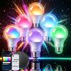 Aigostar Mesh 12W A60 Lampadine Alexa Bluetooth Mesh RGB & CCT E27 | Lampadina Smart Works with Alexa, Lampadina Alexa LED 1150LM , 6 Unità (Con Telecomando Bluetooth)