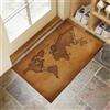 MLSOWM Zerbino per Ingresso 40 x 60 cm Tappeto Lavabile a Pelo Corto Mappa Mondo D'Epoca Tappetino Antiscivolo Trama Grunge Zerbini di Benvenuto per Ingresso, Cucina, Bagno, Camera da Letto - Abbronzatura