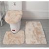 Generic Set di 3 tappeti da bagno in morbida microfibra, tappetino da bagno antiscivolo, soffice e assorbente, lavabile in lavatrice (cammello chiaro)