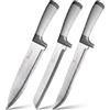 ARBEMA Set Coltelli da Cucina Professionali 3 PZ Acciaio Inox - Accessori Cucina | Coltello Chef 20cm, Coltello Pane 20cm e Coltello per Affettare 22cm - Lame Antiruggine e Manici Indeformabili - ARBEMA