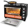 Wintem Fornetto Elettrico 40L con Doppia Piastra Elettrica | Grill, 5 Modalità di Cottura, Timer 120 Minuti, 100-250°C, Porta Doppio Vetro