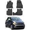 OMAC Tappetini in Gomma Tappetini Compatibili con FIAT 500L 2012-2024 TPE Tappetini Auto Nero 4X