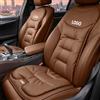 Novalith Personalizzato Cuscino Sedile Auto con Logo/Nome/Testo, Coprisedili Auto Universale con Cuscino Lombare, Pelle Napa e Velluto, Morbido e Traspirante Antiscivolo, Cuscino per Auto (Marrone)