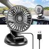 Coikes Ventilatore Auto 5V Rotazione di 360 Gradi Ventilatore per Auto USB Ventilatore da Auto Portatile Ventilatore da Tavolo Mini Ventola di Raffreddamento per Auto Ufficio Campeggio (Nero, A)
