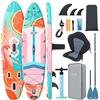 ZLX Sup Gonfiabile 350x89cm, SUP Con Accessori Completi, Tavola SUP Max 250 Kg, Pinna Centrale Unica, Pad Deck Antiscivolo, Tavola SUP Gonfiabile Per Adulti, Principianti, Tutti I Livelli
