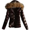 Generisch Cappotto invernale lucido piumino trapuntato da donna, giacca invernale corta outwear da donna, piumino invernale con colletto in pelliccia finta trapuntata, giacca invernale da donna