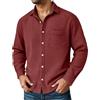 Generic Camicia a nido d'ape da uomo in cotone a maniche lunghe camicia casual con bottoni e tasche classica tinta unita a maniche lunghe business casual camicie comode traspiranti invernali primavera camicia