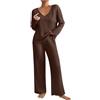 KHIRVWL Tuta Donna Elegante Maglia Morbida Casual Maglione Maniche Lunghe Pullover Top e Pantaloni a Gamba Larga Set Due Pezzi Comode Leggera Tuta Casa Elegante Curvy Pigiama Donna Invernale Calda Completi