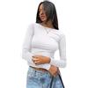 KOEMCY Maglia Schiena Scoperta Donna Maglietta Maniche Lunghe Sexy Crop Top Sottogiacca Aderente T-Shirt Tinta Unita Casual Shirt Corto Elegante Pullover