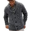 Cexiakong Cardigan da uomo a maglia grossa, a maniche lunghe, motivo a treccia, casual, collo sciallato, lavorato a maglia, con bottoni, capispalla invernale