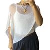Generic Poncho in rete, da donna, trasparente, coprispalle bolero, leggero, estivo (bianco)