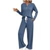 KHIRVWL Tuta Donna Elegante Maglia Morbida Casual Maglione Maniche Lunghe Pullover Top e Pantaloni a Gamba Larga Set Due Pezzi Comode Leggera Tuta Casa Elegante Curvy Pigiama Donna Invernale Calda Completi
