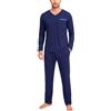 Aseniza Pigiama Uomo Invernale Pigiama Uomo Cotone Lungo Set Pigiami Righe Uomo Maniche Lunghe da Casa Caldo Casual