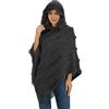 Rayson Elegante Maglione Poncho Donna Invernale Poncho con Cappuccio Mantella Scialle Uncinetto con Strisce di Peluche e Franges Scialle della Moda Monocromo Irregular Moda Giovane Top