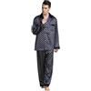 Seres Pigiama da uomo in raso set di camicia superiore e pantaloni lunghi in seta artificiale con motivi eleganti, 5+ colori,