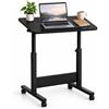 Relaxdays Tavolo Laptop, nero | regolabile, 67-90 cm, 60x40 cm, ruote, forma a C, inclinabile, portata 20 kg