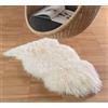 IPEA Tappeto di Vera Pelle di Pecora Bianco - PELLE PREMIUM - Made in Italy - 110/120 cm - Scendiletto Naturale Pelliccia Morbida e Folta per Camera da Letto, Salotto, Arredamento