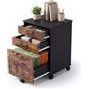 Relaxdays cassettiera su ruote, 3 cassetti, nero/marrone | HxLxP: 57,5 x 40 x 40 cm, archivio per ufficio su rotelle