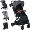 LIFEZEAL Passeggino Leggero per Bambini 0-3 Anni, Passeggino Pieghevole da Viaggio con Tettuccio, Poggiapiedi, Portabicchieri, Cestello Portaoggetti, Copertura Antipioggia, fino a 15kg (Grigio)