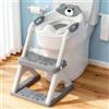 SKYROKU - Riduttore 2 in 1 per imparare a usare il WC, per bambini, regolabile, con scaletta, cuscino antiscivolo, barriera paraschizzi e gradini larghi, supporta oltre 90 kg, rosa
