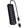 Ewent EW1147 Hub USB 3.2 Gen1, Ciabatta multipresa USB, Sdoppiatore USB, 7 Porte con Singoli Interruttori ON/OFF e Spie LED, per PS4/PS5, PC, laptop, chiavetta USB, stampante, MacBook, Cavo Lungo 1,2m
