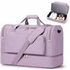 livbote Borsone da Viaggio Donna 48L Grande con scomparto scarpe, Borsa Weekend | Borsone donna grande idrorepellente per weekend, sport, viaggi di lavoro o come borsa ospedale per il parto -Viola