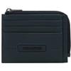 PIQUADRO - Portamonete con Porta Documenti e Carte di Credito - Uomo - Blu | In pelle, Protezione antifrode RFID, Uso quotidiano, Design elegante, Organizzazione completa