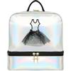 MotiveTech Zaino Danza Bambini Ballerina Borsa Zainetto Trolley Sacca Olografico Brillante con Ballerina Ricamata PVC Impermeabile Fondo Separato per Scarpe, Argento