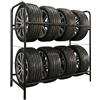 Relaxdays scaffale per 8 pneumatici, HLP: 106 x 106 x 46 cm, 200 kg, nero | acciaio, 2 ripiani