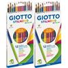Giotto Stilnovo Bicolor - Astuccio da 12 Matite a Pastello Colorate a Doppia Punta, 3.3mm, Bicolor (Confezione da 2)
